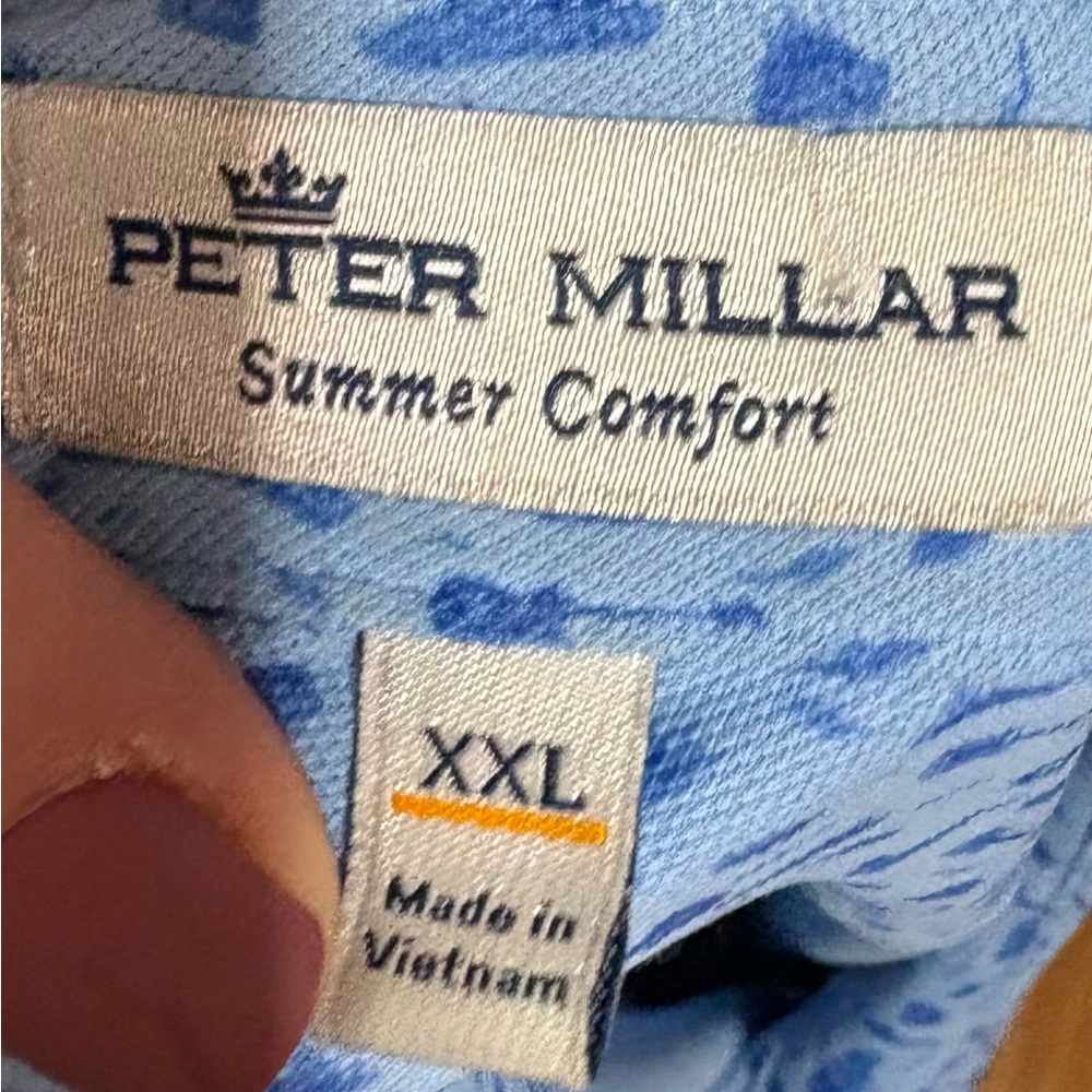 Peter Millar Light Blue Patterned Polo Shirt - image 5